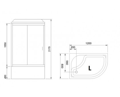 Душевая кабина Royal Bath RB 8120BK6-WC-CH 120х80 см, с матовыми стеклами, левосторонняя