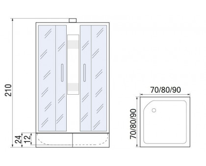 Душевая кабина Мономах 70/24 Б/К S МЗ 70х70х210, без крыши, квадратная