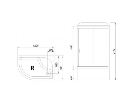 Душевая кабина Royal Bath RB 8120BK5-WC 120х80 см, с матовыми стеклами, правосторонняя