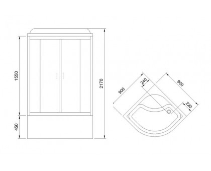 Душевая кабина Royal Bath RB 90BK2-M 90х90 см, с матовыми стеклами