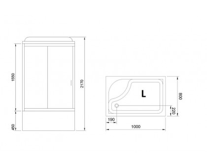 Душевая кабина Royal Bath RB 8100BP5-WT 100х80 см, с прозрачными стеклами , левосторонняя