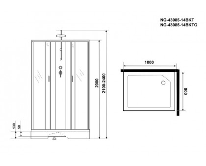 Душевая кабина Niagara NG-43085-14QBKTG 100х80 см, с матовыми стеклами