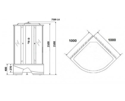 Душевая кабина Niagara NG-7509-14BLACK 100х100 см, с мозаичными стеклами