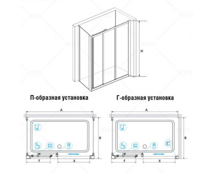 Душевой уголок RGW CL-40 (CL-11 + Z-050-1) 110х80, прозрачное стекло