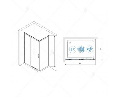 Душевой уголок RGW LE-41B (LE-12B + Z-050-2B) 200x100, прозрачное стекло
