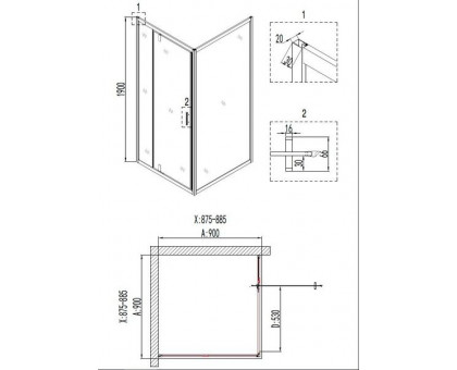 Душевое ограждение Niagara NG-6601-08 90х90х190 квадрат, дверь распашная