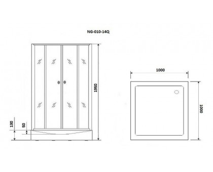 Душевой уголок Niagara NG-010-14Q BLACK 100х100 см, с мозаичными стеклами